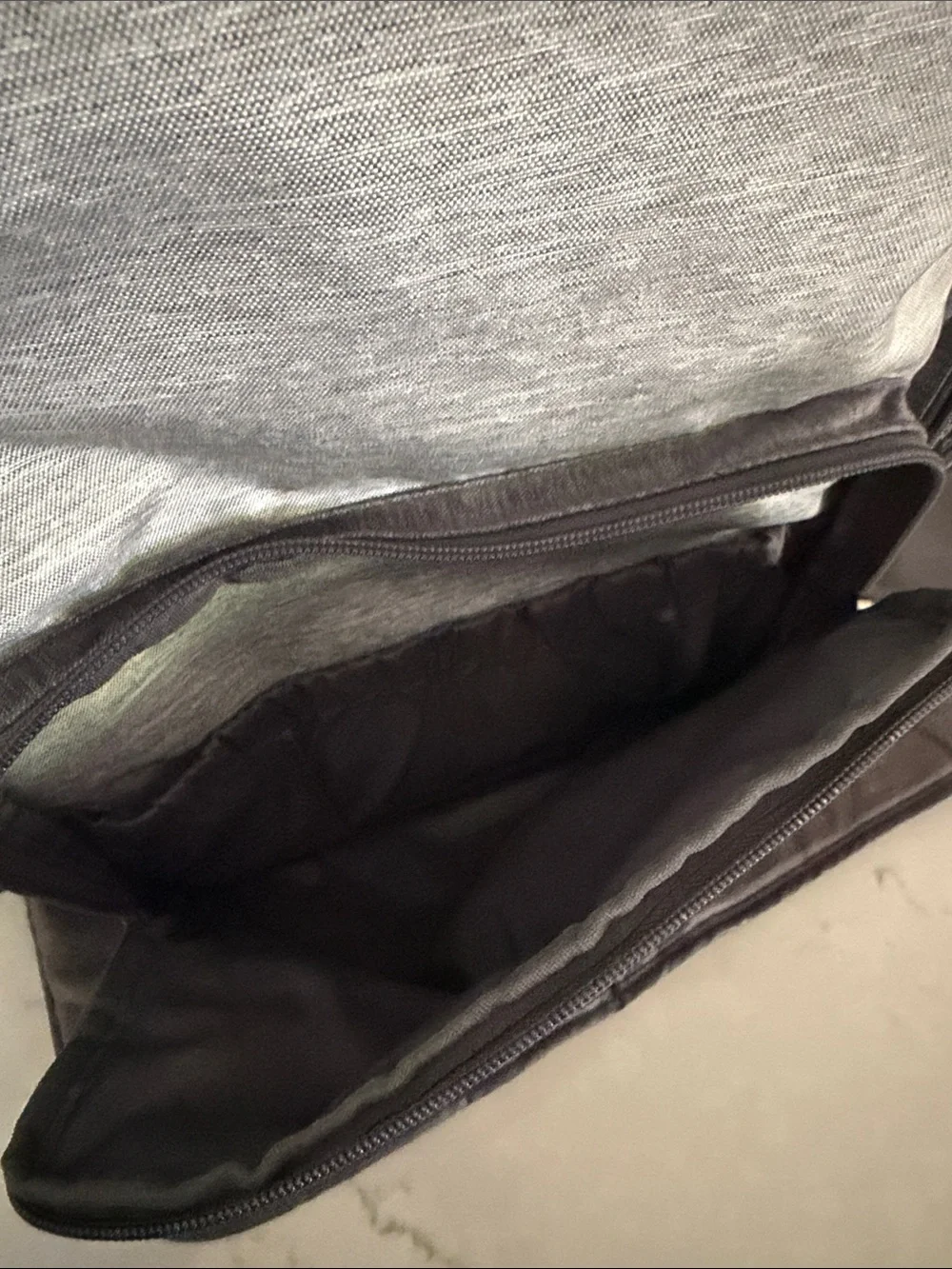 Eddie Bauer Two-Tone Gray Canvas baby Backpack - diaper bag